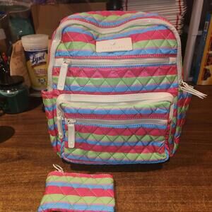 NEW W/ Tags Heart Love by Charo Puffer Style Backpack Multi Color W/ Coin Purse